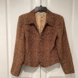 Allison Taylor Brown Leopard Print Silk Blazer Women Size Small